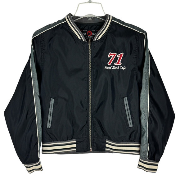 Hard Rock Cafe Jackets & Blazers - Hard Rock Cafe Nylon Jacket Las Vegas Women's Sze L Full Zip Windbreaker Pockets